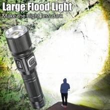 1pc Super Bright Flashlight | Spotlight/Floodlight Dual Modes Zoom + 3 Brightness Levels | Type-C Fast Charging + Real-Time Power Display | Waterproof Design | Ideal For Outdoor Adventure, Camping, Night Riding, Car, Home Emergency