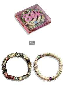 SUNCDELV SLIK 2pcs 100% Mulberry Silk Hair Scrunchies, High Quality Hair Ties (22mm), Women & Girls Hair Accessories, Pink Gift Box Ponytail Holder - Multicolor - View 40