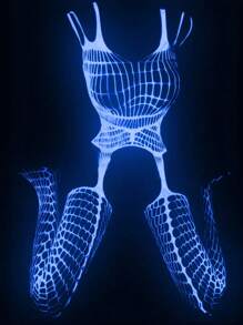 Sexy Lingerie, 1 Piece Of Women's Luminous Fishing Net Sock Jumpsuit, Luminous Fishing Net Bodysuit, Transparent Camisole Fishing Net Socks, Sexy Full Body Fishing Net Lingerie, Women's Jumpsuit, Nightclub Costume, Music Festival Costume, Role-Playing Costume