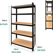 5 Shelf Garage Shelves Adjustable Heavy Duty Metal Storage Shelf Unit 875 Kg - - 1 - View 3