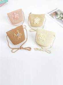 1pc Girls Cute Cartoon Fairy Flower Woven Princess Handbag, Suitable For Everyday Use - Flowers - View 2