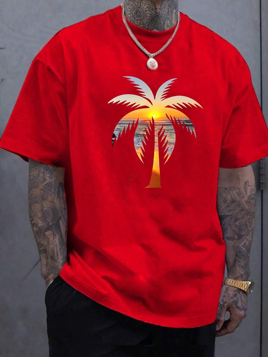 Couples, Gifts, Men's Tops, Women's Tops Fashion Letter Pattern Men's T-Shirt Pure Cotton Skin Comfortable , Suitable For Sports Out At Home Suitable For Lovers Loved Ones