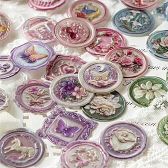 Vintage Wax Seal Stamp Stickers With Self-Adhesive, Can Be Used For Notebook Decoration, Diary, Scrapbooking,School Supplies,Back To School