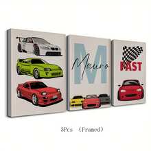 3pcs Set Custom Canvas Wall Art - Custom Name Race Car Wall Art Set - Boys Room Decor, 3 PiecesSports Car Theme - Personalized Boys Room Wall Art - Race Car Theme Nursery Art Customizable Prints For Boy's Room High Quality Material, Unique Gift Idea Gifts Birthday Graduation