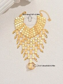1pc Middle East Vintage Seed Coin Pendant Women Finger Hand Chain, Versatile Daily Accessory, Holiday Gift - Gold - View 9