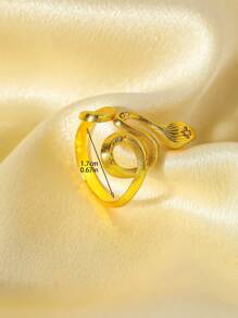 1 Pc Adjustable Size Fashion All-Match Minimalist European & American Style Party Hit Hollow Carved Flower Chinese Style Retro Exquisite Car Flower Galaxy Crescent Knife Pattern Cat Paw Colorful Beaded Interconnected Versatile Classic Series Flower Pattern Exquisite Open Ring, Irregular Elegant Snake Ring With White Zirconia