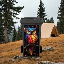 3D 彩色花朵、栀子花、孔雀、猫头鹰垃圾桶贴纸防水 PVC 户外垃圾桶垃圾桶海报撕下粘贴 4 种尺寸墙面装饰房间装饰贴纸个性贴纸