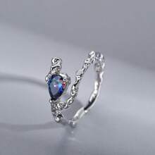 1 Stück asymmetrisch designter Zirkonia Offener Ring für Damen, exquisit einfacher minimalistischer Fingerring