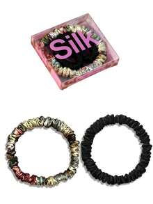 SUNCDELV SLIK 2pcs 100% Mulberry Silk Hair Scrunchies, High Quality Hair Ties (22mm), Women & Girls Hair Accessories, Pink Gift Box Ponytail Holder - Multicolor - View 6
