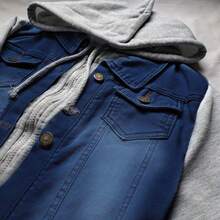 Chamarra Dual Confort Mezclilla Strech Mangas de Algodón - Azul Marino - Ver 5