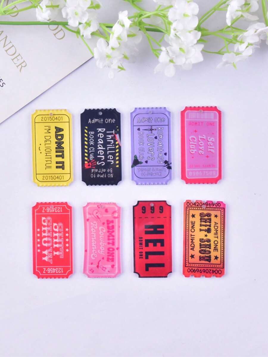 8pcs Mix Style Word Letter Acrylic Charms For Women DIY Jewelry Making