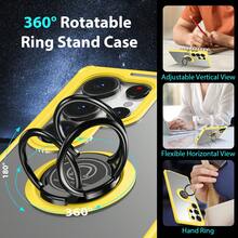 隐藏式磁吸指环支架系列，适用于 Apple 16 Pro Max、11/12/13/14/15/16 Pro Max、S25/S22/S23/S24+、UA04/A05/A14/A15/A24/A25/A34/A54S、OPPO、VIVO、Redmi 13C+、Moto G、Redmi NOTE 13C/12/11 PRO，享受手机壳防水防震防摔防刮 - 黃色 - 查看 5