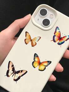 SCXXBSW 50pcs Orange Butterfly Cartoon Graffiti Double Transparent Stickers Decorative Handbooks Water Cups Notebook Luggage Waterproof Stickers - Multicolor - View 9