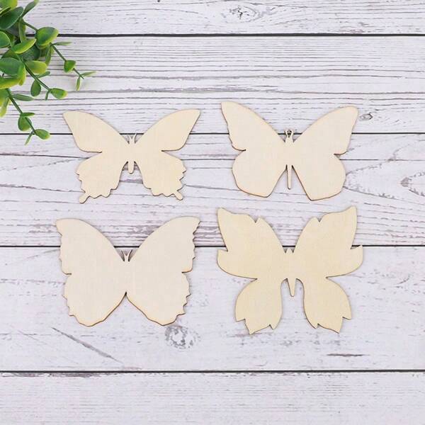 10pcs Butterfly Flower Unfinished Crafts Wooden Slices Ornaments For Birthday Wedding Commemoration Day Party Table Easter Home Decorations DIY Painting Gifts