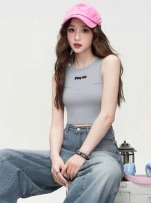 Women's Cotton Sleeveless Cropped Tank Top, Fitted American Style, Versatile Summer Wear