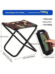 1pc Portable Folding Chair Outdoor Fishing Stool Camping Chair Compact Seat Mini Stool For Picnic, Hiking, Subway, Traveling, Random Color - Multicolor - View 4