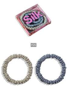 SUNCDELV SLIK 2pcs 100% Mulberry Silk Hair Scrunchies, High Quality Hair Ties (22mm), Women & Girls Hair Accessories, Pink Gift Box Ponytail Holder - Multicolor - View 35