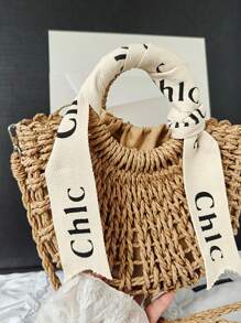 Lightweight Half-Round Woven Straw Bag, Women's Summer Crossbody Bag, Casual Beach Handbag For Holiday Mini Minimalist Straw Bag, Mother's Day Gift For Mom For Teen Girls Women College Students Perfect For College,Outdoors, Travel, Outings
