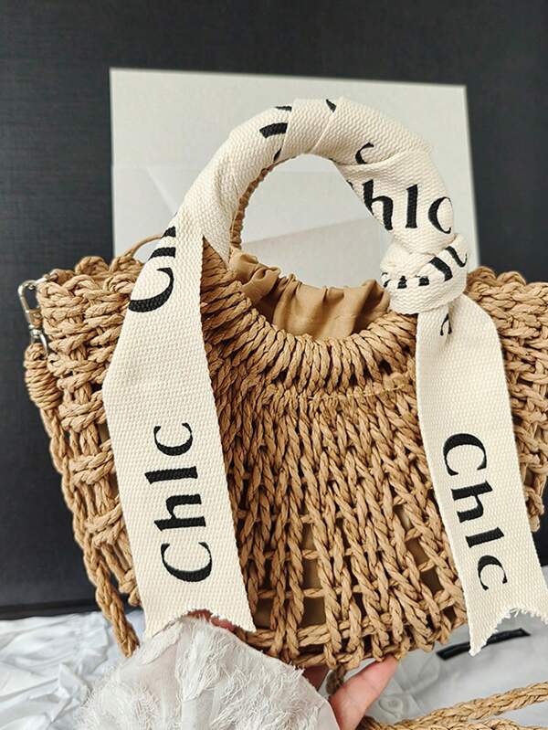 Lightweight Half-Round Woven Straw Bag, Women's Summer Crossbody Bag, Casual Beach Handbag For Holiday Mini Minimalist Straw Bag, Mother's Day Gift For Mom For Teen Girls Women College Students Perfect For College,Outdoors, Travel, Outings