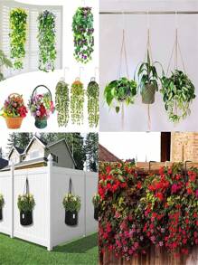 1/4/8pcs Heavy Duty Fence Hooks, Plant Hanging Hooks For Indoor/Outdoor, Garden Hanging Brackets, For Plants, Bird Feeders, Lanterns, Fences (Black+White)