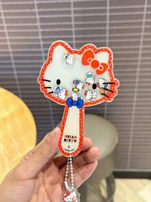 Hello Kitty Espejo colgante de acrílico con movimiento de Hello Kitty, espejo de maquillaje portátil, decoración creativa de estilo retro DIY para llavero, bolso y otros usos