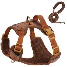 Heavy Duty Tactical Dog Harness Set, Suitable For Large Dogs, Adjustable Non-Pull Pet Chest Strap Reflective Service Training Easy Control Dog Vest