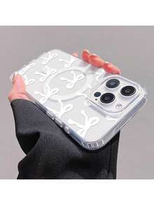 蝴蝶结亲肤磁吸手机壳，兼容 17 Pro Max/16/15/14/13/12/11、S25U、S24U、S23U、A16、A15、A35、A36，保护套 - 白色 - 查看 2