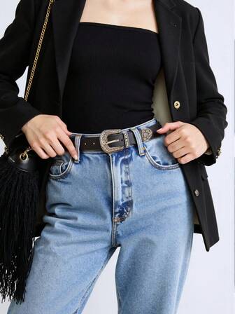 Cinturón de cintura retro de PU negro nuevo para mujer, decoración de pantalones vaqueros para verano, escuela, otoño, Halloween