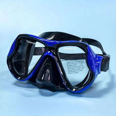 1 Stück Erwachsenen Schnorchelmaske, wasserdicht, Tauchsport, Wassersport, Mehrfarbige Optionen, Flüssigsilikon Großer Rahmen Gehärtetes Glas Linse Schwimmbrille, Strandutensilien, Strandaccessoires, Poolschwimmer