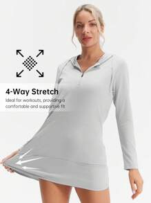 HOTSUIT Chemises de femmes à manches longues avec poche et demi-zip, légères pour l'été, pour le plein air, la course et la pêche