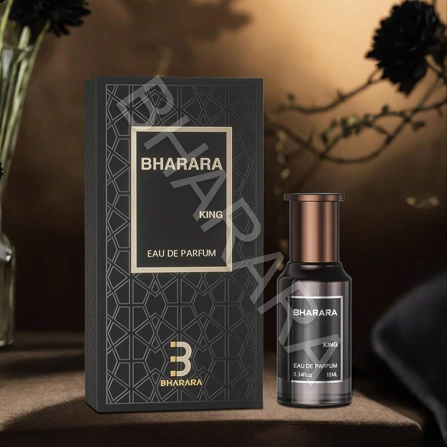 Bharara King Men's Eau De Parfum Spray, 3.4 Oz - Vintage Amber Woody Scent, Stylish Black Bottle, Metal Brown Cap, Suitable For Everyday Elegance, Luxurious Eau De Cologne| Modern Packaging| Metal Lid - 1PC - View 1