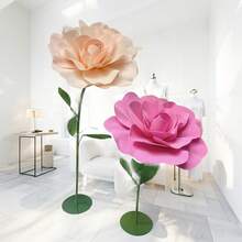 Flor artificial rosa de PE, flor de espuma, gran flor falsa, cabeza de flor europea para decoración de bodas, pared, ventana y fondo - Multicolor - Ver 6