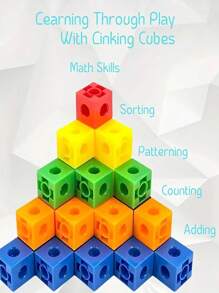 100pcs Montessori Puzzle Linking Cubes Set, Magical Maths Blocks Enlightenment Educational Toy For Teaching Numbers And Basics Of Mathematics To Preschoolers, Including Cubes, Small Square Plastic Inserts, Early Learning Toys, /Christmas Gift Room Decoration, Weight Scale For Kids, Helmet Toddler Construction, Diy Number Blocks