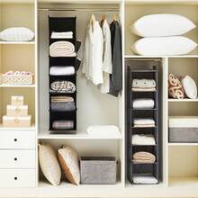 1 件无纺布悬挂式储物袋，多功能衣柜整理袋，防水防尘分层悬挂式储物袋，适用于衣服、内衣、家用袋，适用于学校、学校配件、学校用品 - 灰色 - 查看 11