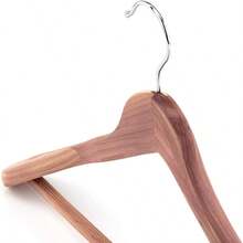 10 Cedar Wood 45cm Broad Ended Suit Clothes Hanger With NonSlip Ridged Trouser Bar - Natural - View 5