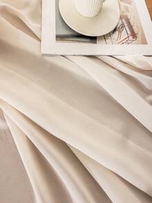 1/2 件白色薄纱窗帘，灰色雪纺纱窗帘，适用于客厅、卧室、阳台、浮动窗户、遮阳 - 米色 - 查看 3