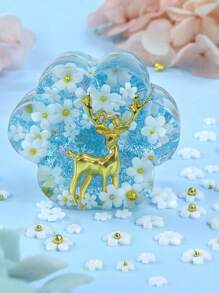 1 sac d'accessoires en résine de fleurs acryliques colorées et blanches avec perles d'acier et perles de verre de remplissage, convient pour l'artisanat DIY, la décoration, les fournitures de moulage de bijoux, les projets DIY