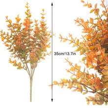 4 件防紫外线人造秋花 - 鲜艳的金橙色和红色叶子，适合家居装饰、节日庆典和季节性派对布置，秋季家居装饰 - 彩色 - 查看 8