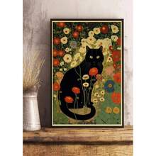 1pc Wall Arts Posters Optional Frame Vintage Van Gogh Monet Waterlily Black Cat Posters Coffee Stickers Kraft Paper Living Community Bar Art Painting Home Room Decoration ,Wall Art With Frame - Multicolor - View 39
