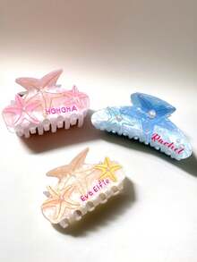 Personalized Text Customized Hair Clip/Headpiece/Unique Starfish Hair Clip - Starfish Hair Accessory, Pearl Acetate Hair Accessory Sweet Style, Non Slip Grip, Suitable For Women And Girls, Perfect For Beach Vacations, Beach Accessories, Ideal Gifts For Friends, Hair Clip Small Size High Ponytail Clip, Suitable For Women 2025 New High-End Clip Headwear Hair Claw Fixing Artifact Hair Claw Halloween And Christmas Gifts - Multicolor - View 3