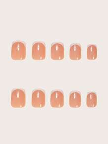 Atualize instantaneamente seu visual com 24 peças de unhas postiças de formato quadrado curto. Conjunto de unhas falsas de cobertura total em rosa francês clássico minimalista. O conjunto inclui 1 Peça folha de adesivos e 1 Peça mini lixa para mulheres e meninas. Use diariamente no escritório. Unhas falsas com cola de gel jelly são enviadas aleatoriamente