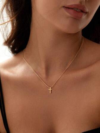 Cross Necklace For Women,14K Gold Plated Necklace Layered Gold Cross Necklace Tiny Sideway Cross Choker Necklace Gold Cross Necklaces For Women Gold Jewelry Gifts For Women