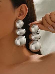 1 paire de boucles d'oreilles pendantes rondes classiques brillantes et élégantes à motif géométrique pour femmes, convenant pour un usage quotidien, de vacances ou de fête