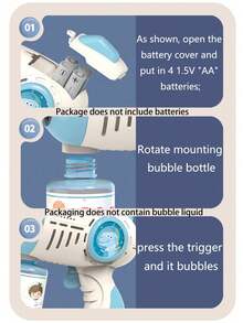 1set Plastic Bubble Machine Handheld Automatic Little Dinosaur Bubble Gun Electric Gift Toys, Birthday Gifts, Outdoor Parties(Does Not Include AA Batteries And Bubble Liquid)/Some Accessories, Text And Patterns Are Random