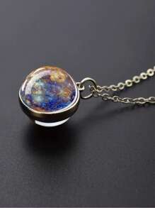 1pc Solar Universe Galaxy Pendant Necklace, Glass Ball Pendant Necklace, Fashion Jewelry Accessories Men's Gift