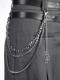 1pc Unisex Punk Rock Star Pendant Waist Chain, 3-Layer Tassel Hip Hop Metal Chain, Suitable For Casual Wear