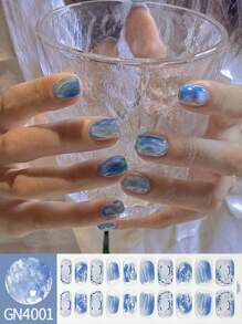 French Gradient Nail Stickers, Spring Nail Polish Stickers, Flower-Patterned Nail Stickers, Full-Cover Nail Stickers, Women's Nail Art, Sparkling Full-Cover Nail Art Stickers - Women's Self-Adhesive Nail Stickers