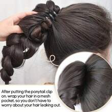 合成 14 英寸爪形夹式编织马尾辫接发辫子马尾假发适合女性所有发型日常使用