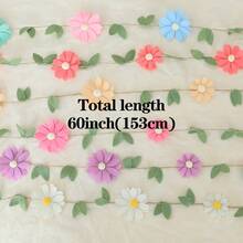 1 Peça Guirlanda de Flor de Feltro Boho Feita à Mão com Corda de Juta, Adequada para Decoração de Casa, Decoração de Festa, Decoração de Parede