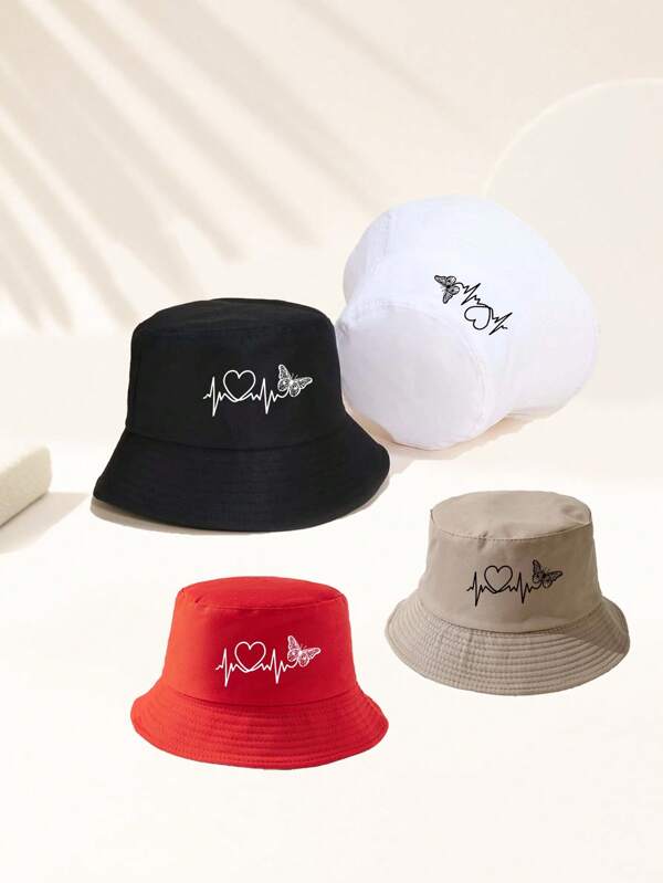 2 piezas de sombrero de cubo unisex con estampado de mariposa en blanco y negro, de moda y cálido, para uso en exteriores, protección solar, adecuado para combinaciones casuales durante festivales, el mejor regalo para vacaciones